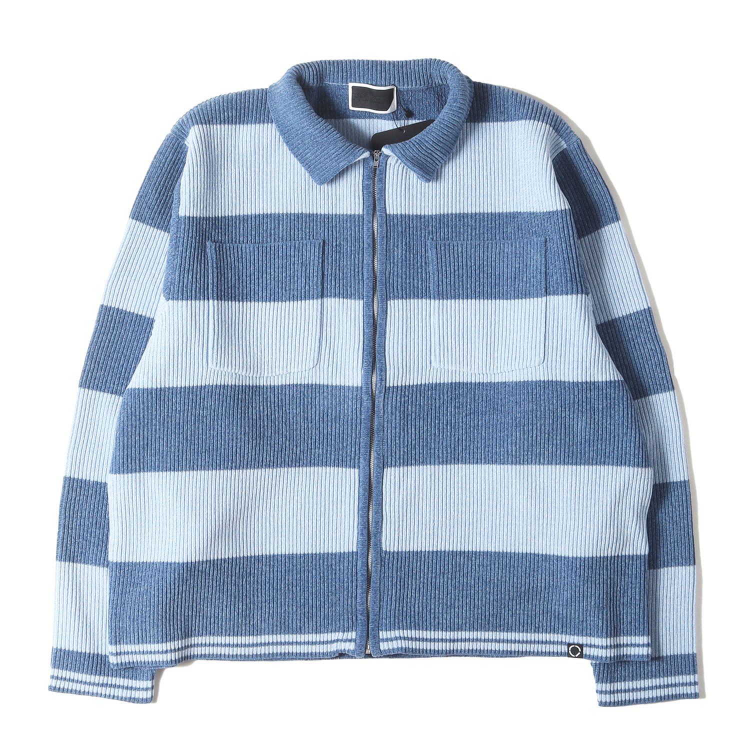 PHINGERIN フィンガリン ジャケット ブルー サイズ L | 25SS ストライプ コーデュロイ ニット ジャケット CORDY KNIT JACKET STRIPE PD-251-KN-012 | アウター ブルゾン 上着 メンズ