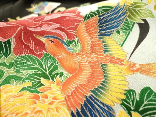 平和屋着物□豪華色留袖 流水花鳥文 金彩 正絹 逸品 AAAS0245sx