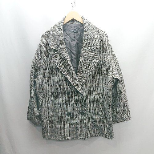 ◇ ⊇ SUREVE シュリーブ チェック柄 長袖 コート サイズL グレー 
