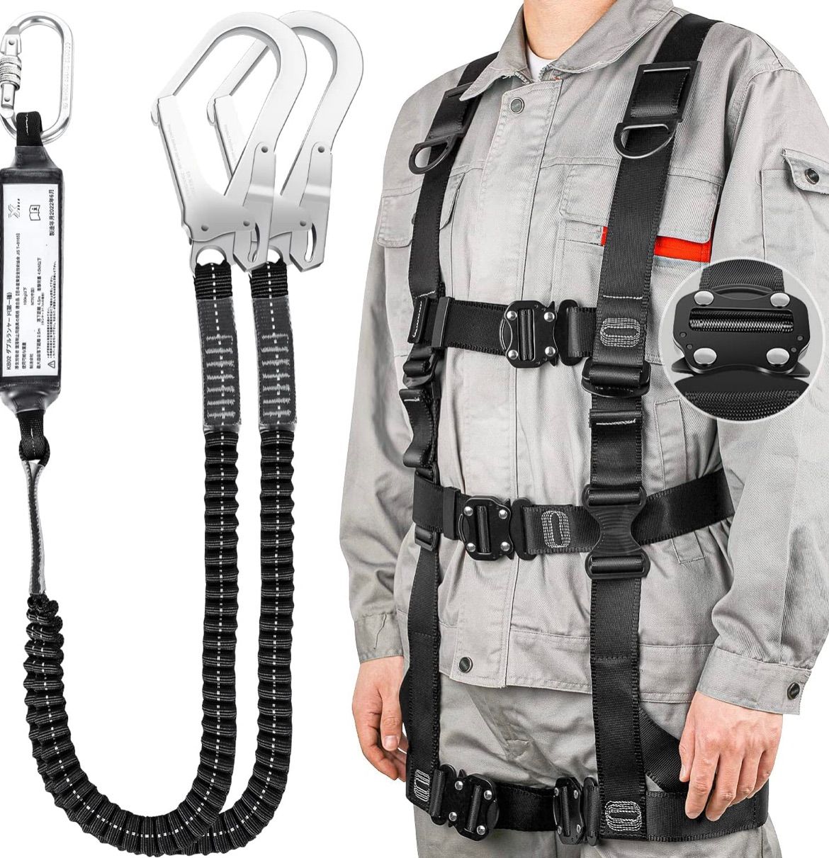フルハーネス安全帯 黒 X XBEN 全身保護 落下防止 2丁掛け 建設 工事 フルハーネス安全帯 黒 X XBEN 全身保護 落下防止 2丁掛け 建設 工事
