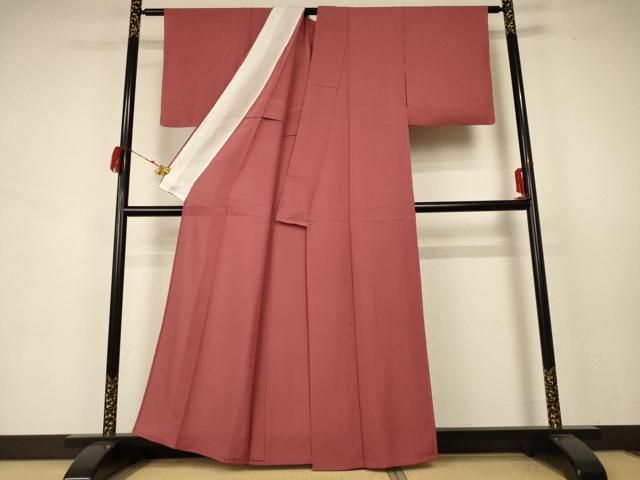 平和屋着物*夏物 色無地 絽 真赭色 正絹 AABB6747jd