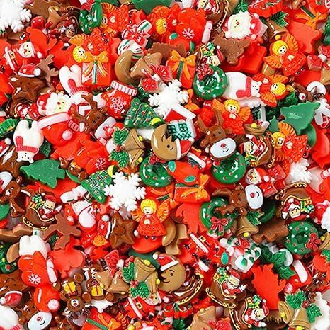 100個 クリスマスミックス 樹脂 飾り 混合色 アクセサリー ジュエリー