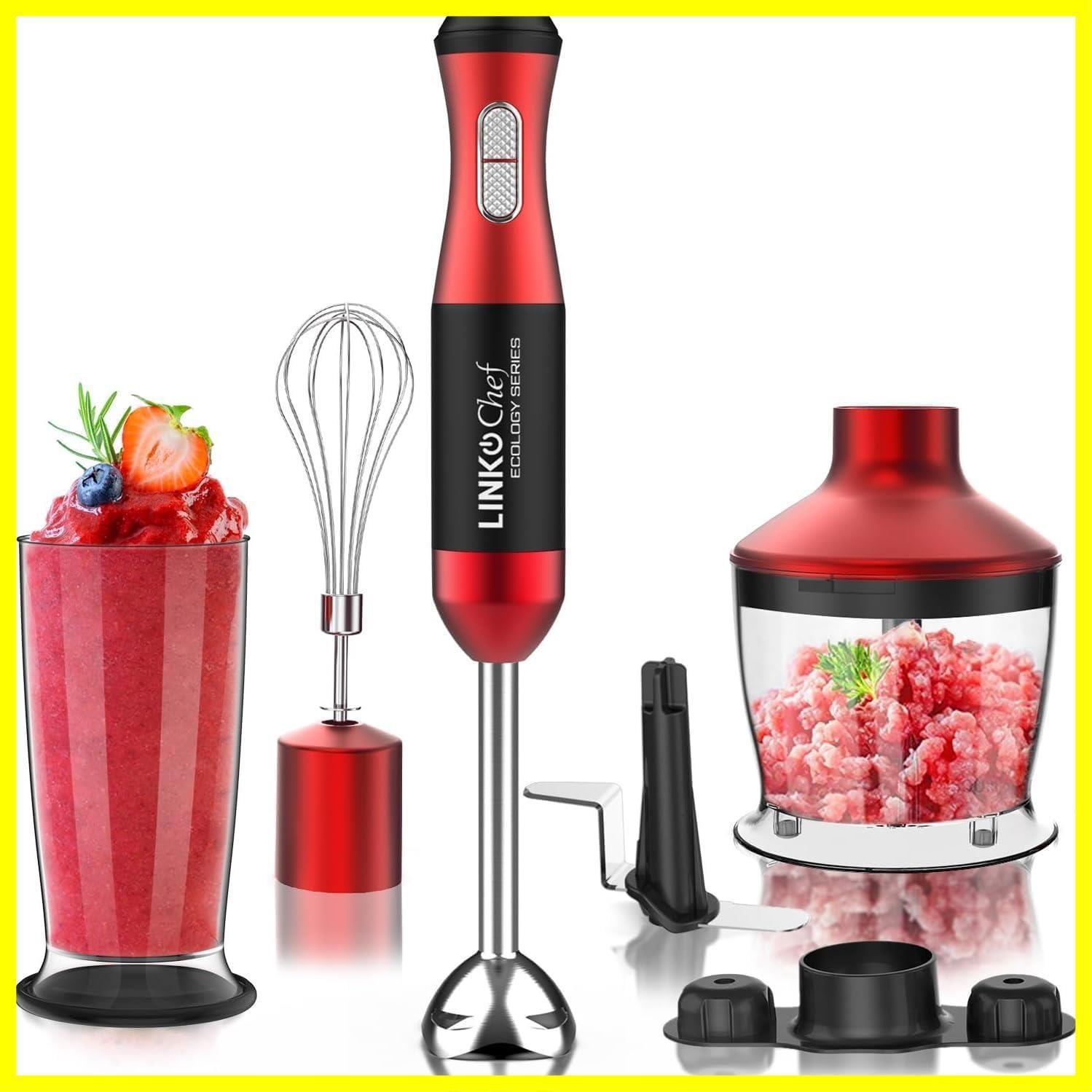 【在庫処分】マルチスティックブレンダー LINKChef ハンドミキサー フードプロセッサー 離乳食 1台5役 (混ぜる つぶす ハンドブレンダー 刻む 砕く 泡立てる) 氷対応 電動 泡立て器 洗いやすい 