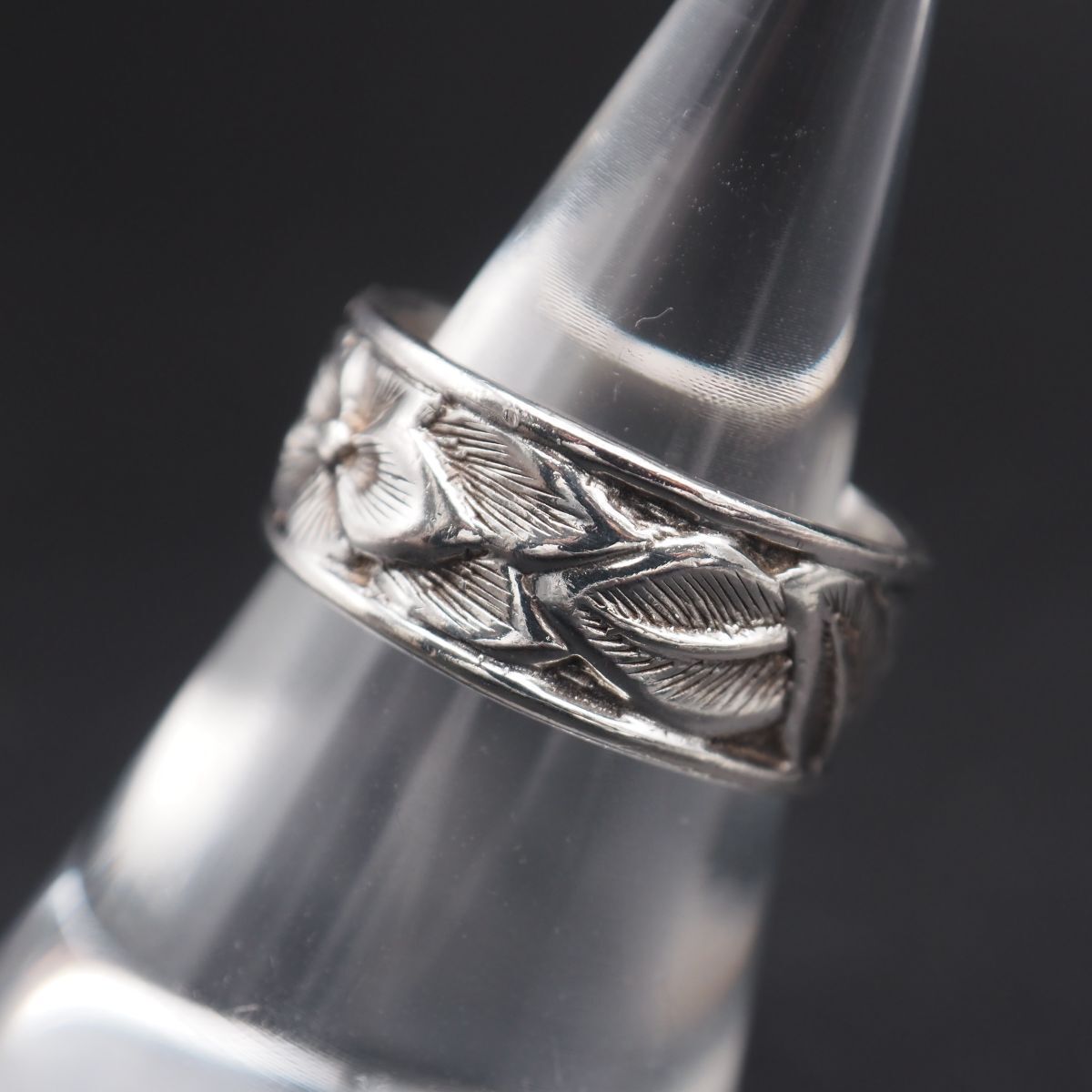 A762 ヴィンテージ SILVER925刻印 リング フラワー 彫刻