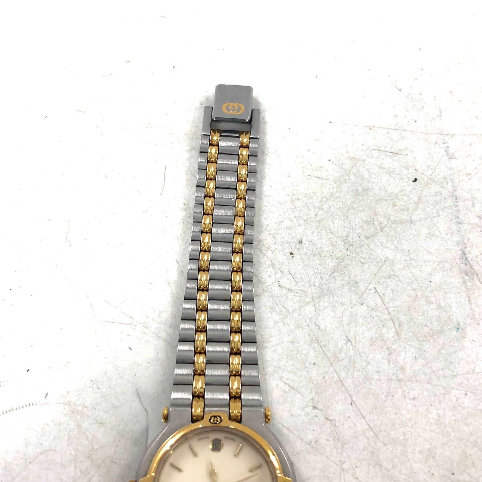 GUCCI グッチ 9000L SS/QZ デイト ホワイト文字盤 ラウンドフェイス 