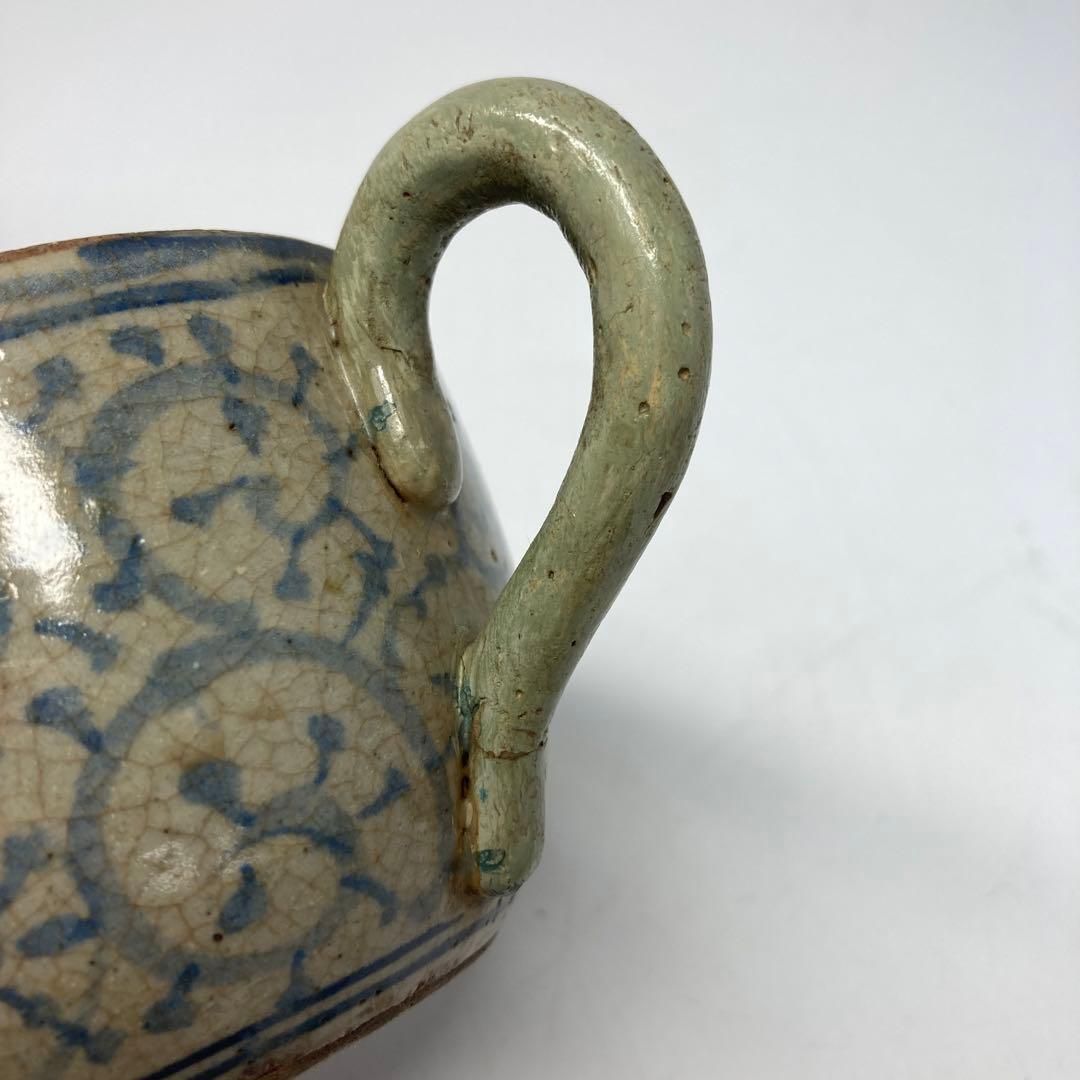 江戸時代　唐草模様急須　木箱付　横幅12.5㎝　東Y6-0319①タウチ 江戸時代 唐草模様急須 木箱付 横幅12.5㎝ 東Y6-0319①タウチ