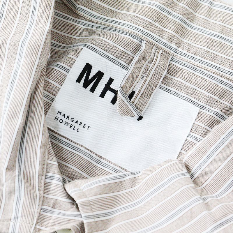 MHL.エムエイチエル　PYJAMA STRIPE COTTON　シャツ MHL./PYJAMA STRIPE COTTON SHIRT (BROWN)