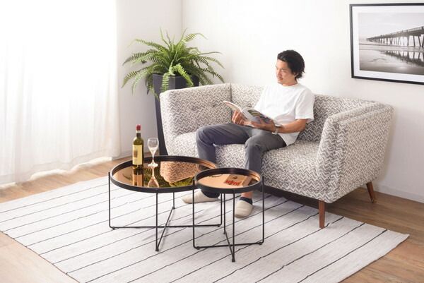 東谷 配送 ラウンド トレーテーブルL ゴールド W73×D73×H38 CIR-502MR