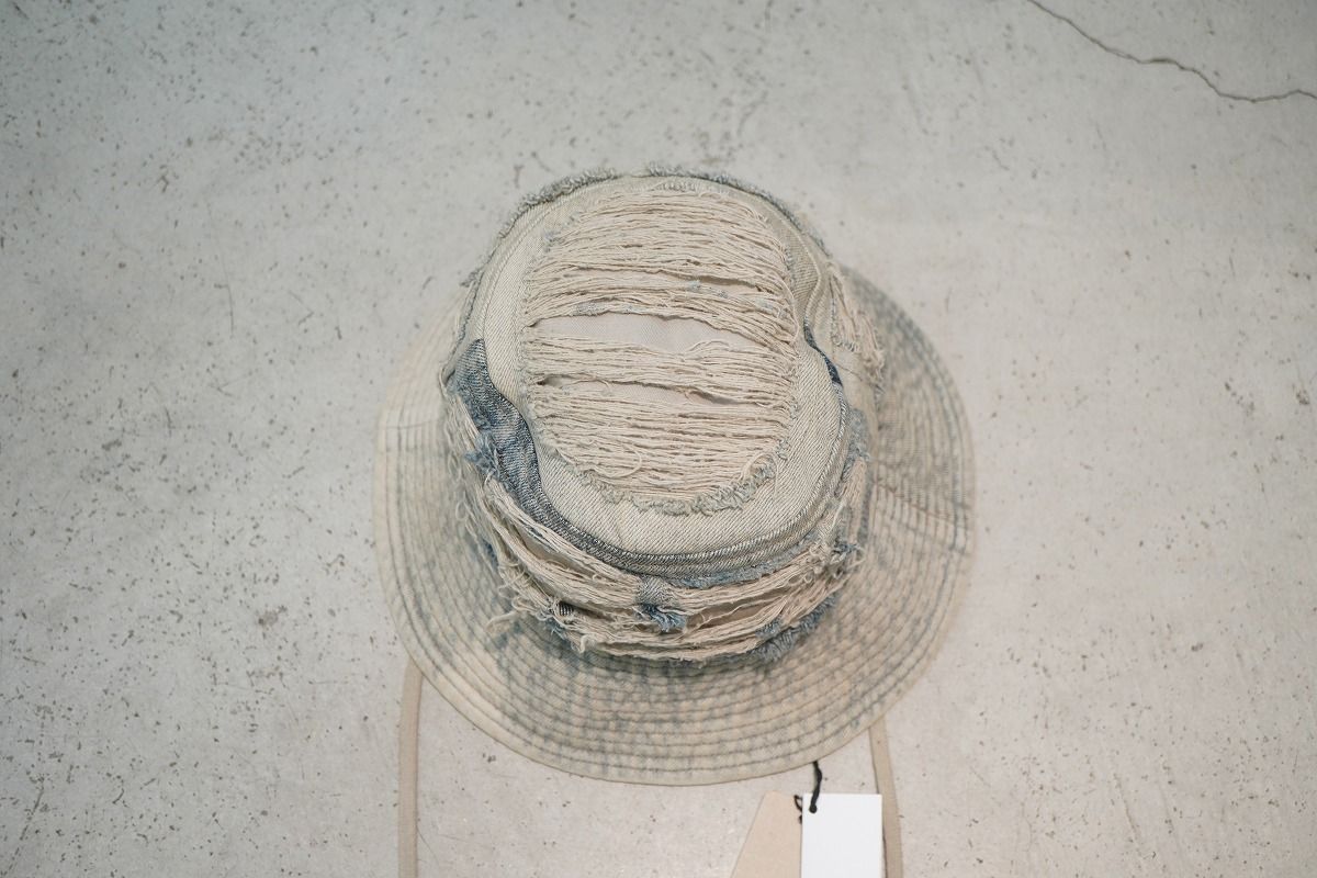 正規24SS Rick Owens DRKSHDW リックオウエンス ダークシャドウ GILLIGAN HAT ダメージ デニム バケット ハット DA01D1479 1001P♪