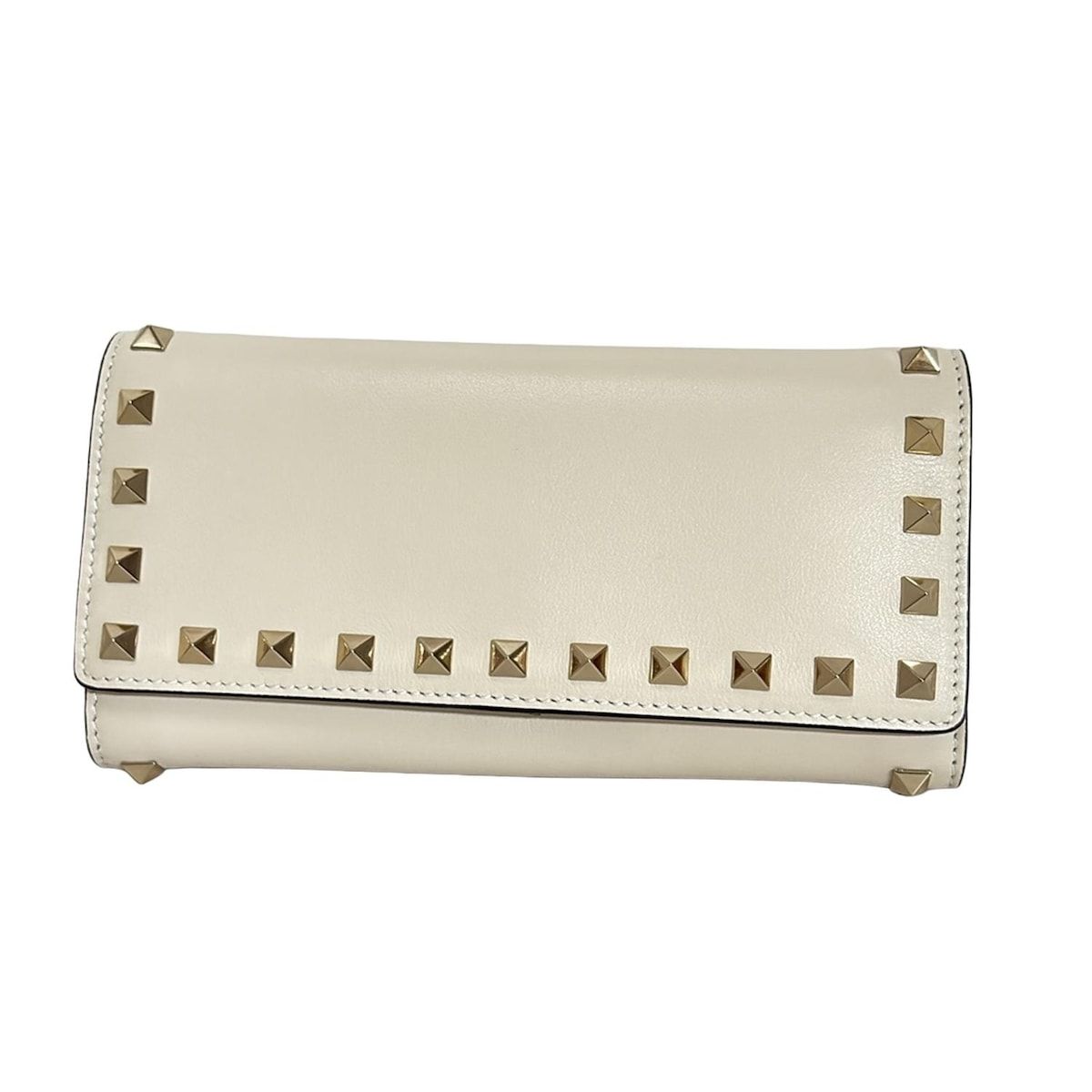 VALENTINOGARAVANI バレンチノガラバーニ 長財布 ロックスタッズ IW2P0459BOL アイボリー スタッズ レザー