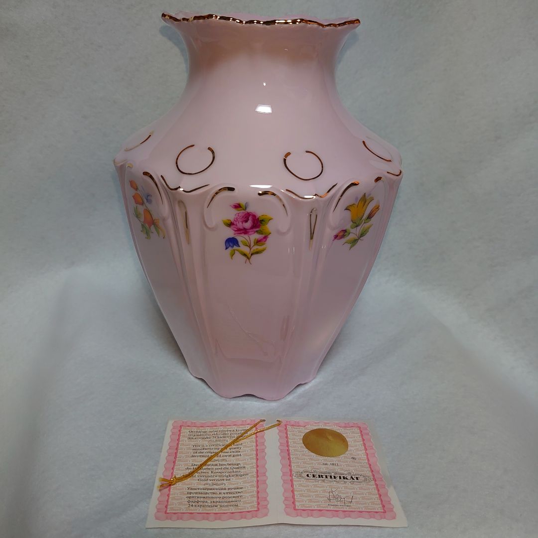ショドフ　ホドフ　H\u0026C　チェコ   ピンクポーセリン　花瓶