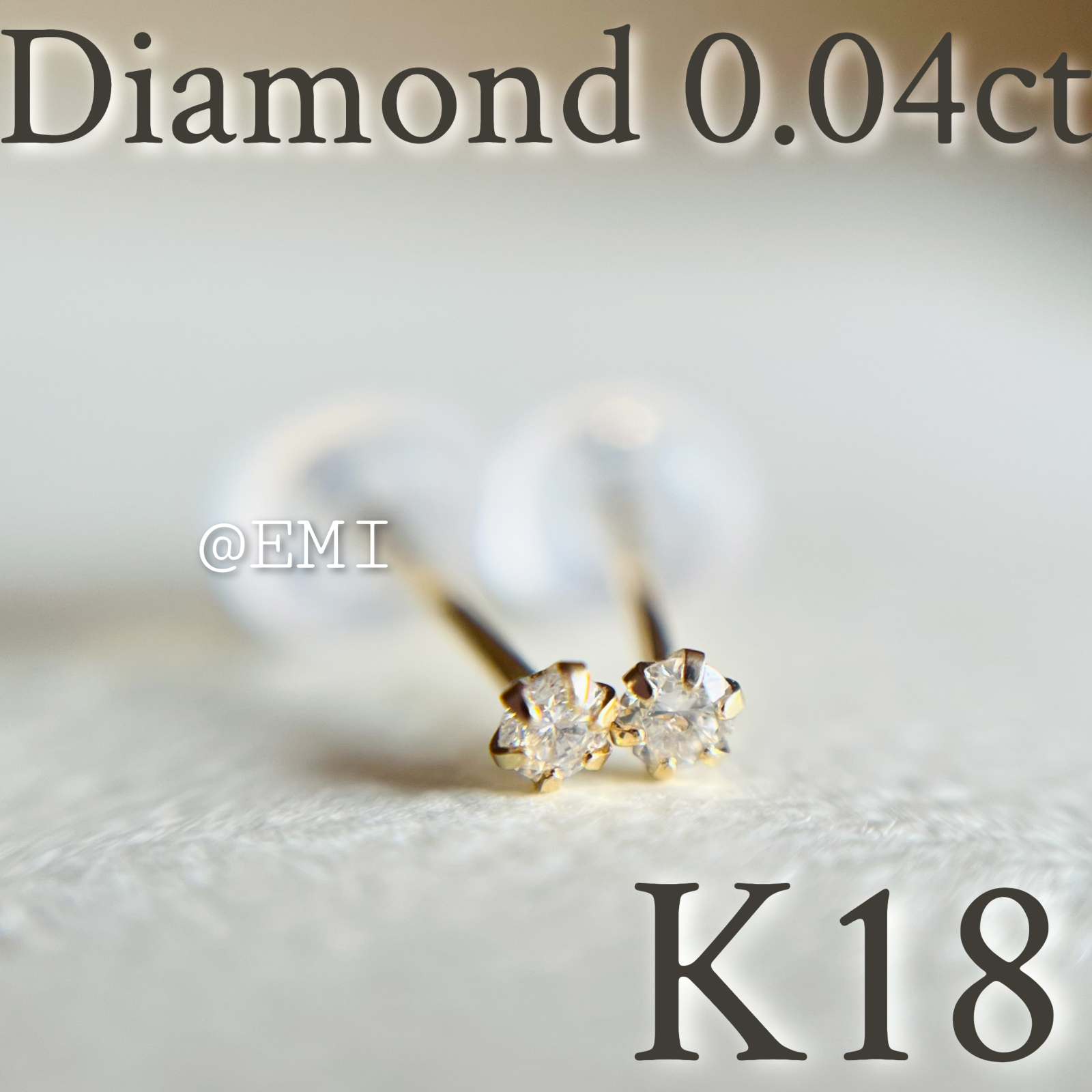 ♡K18·ダイヤモンド 0.08ct♡ハート スタッド ピアス K18キャッチ-