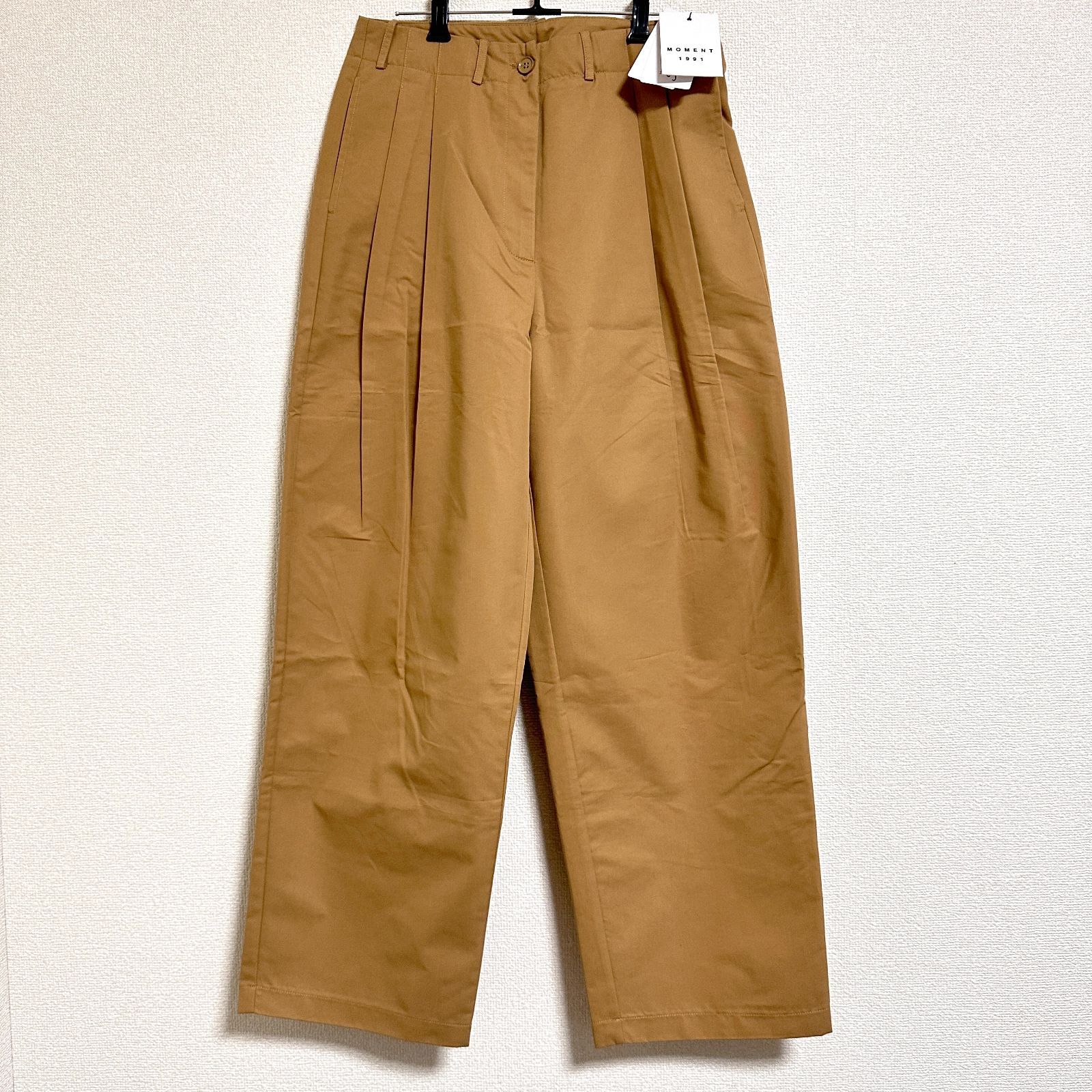 another S MOMENT1991 タック入りワイドチノパンツ L ベージュ