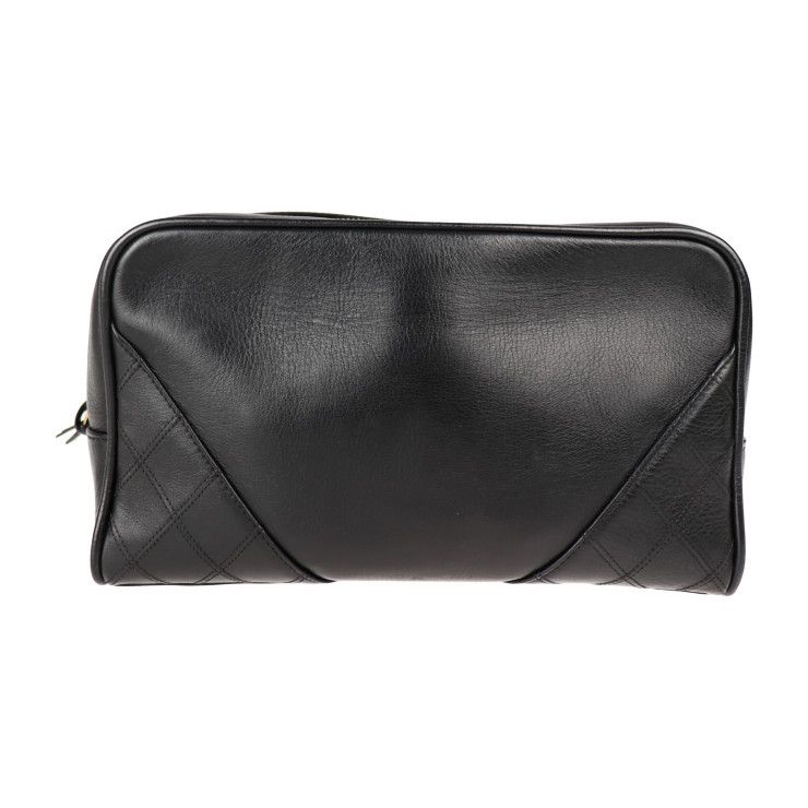CHANEL ビコローレ　ポーチ　 黒 CHANEL シャネル ポーチ レザー ブラック ビコローレ 【本物保証