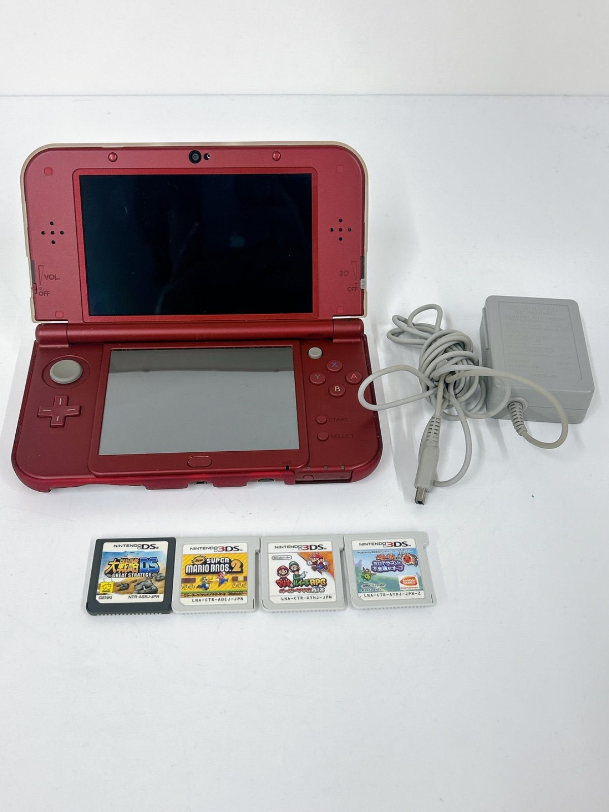＋ 【通電確認済】Nintendo New 3DS LL 赤 ソフトセット【ゲーム機本体 