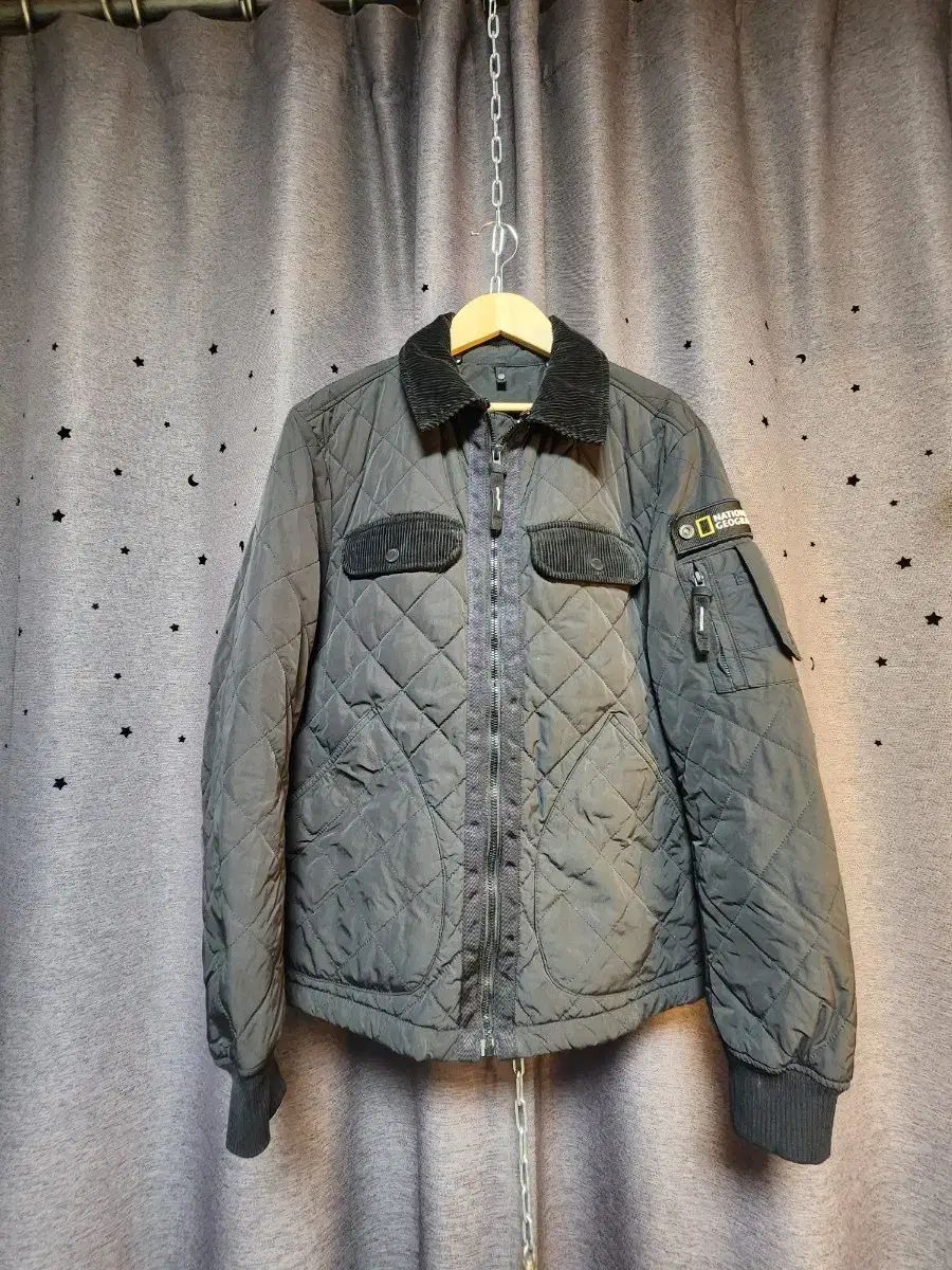 ナショナルジオグラフィック メンズ キルティング アウター ブラック-M