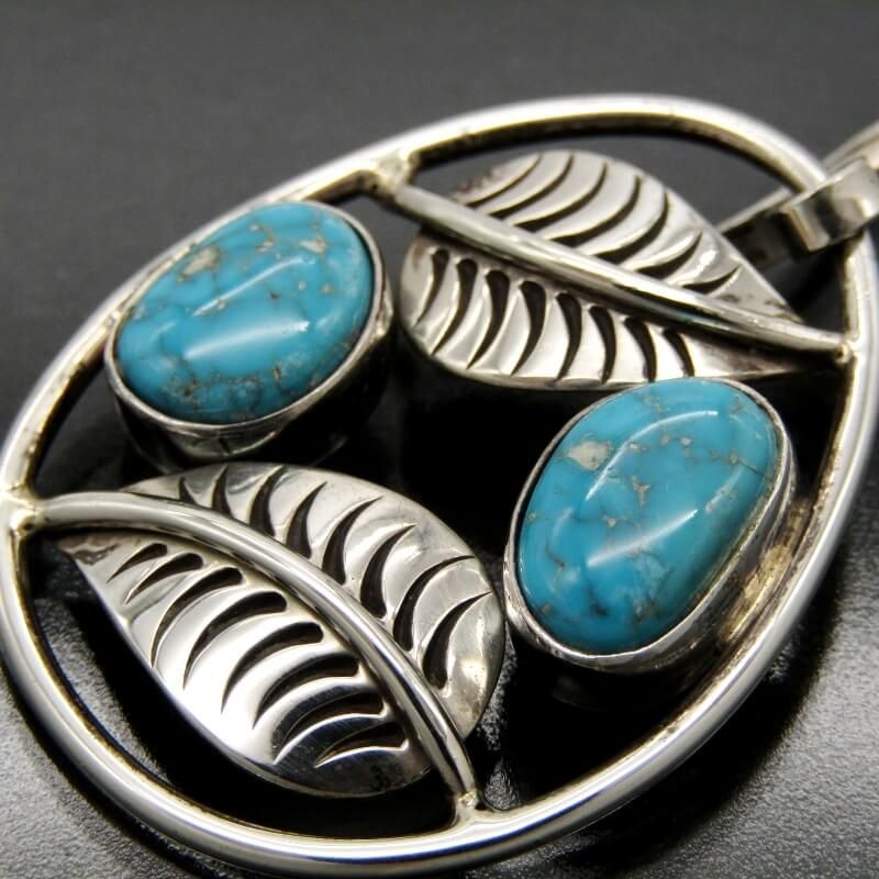 Steve Yellowhorse ナバホ族 ペンダント ターコイズ リーフ 最高