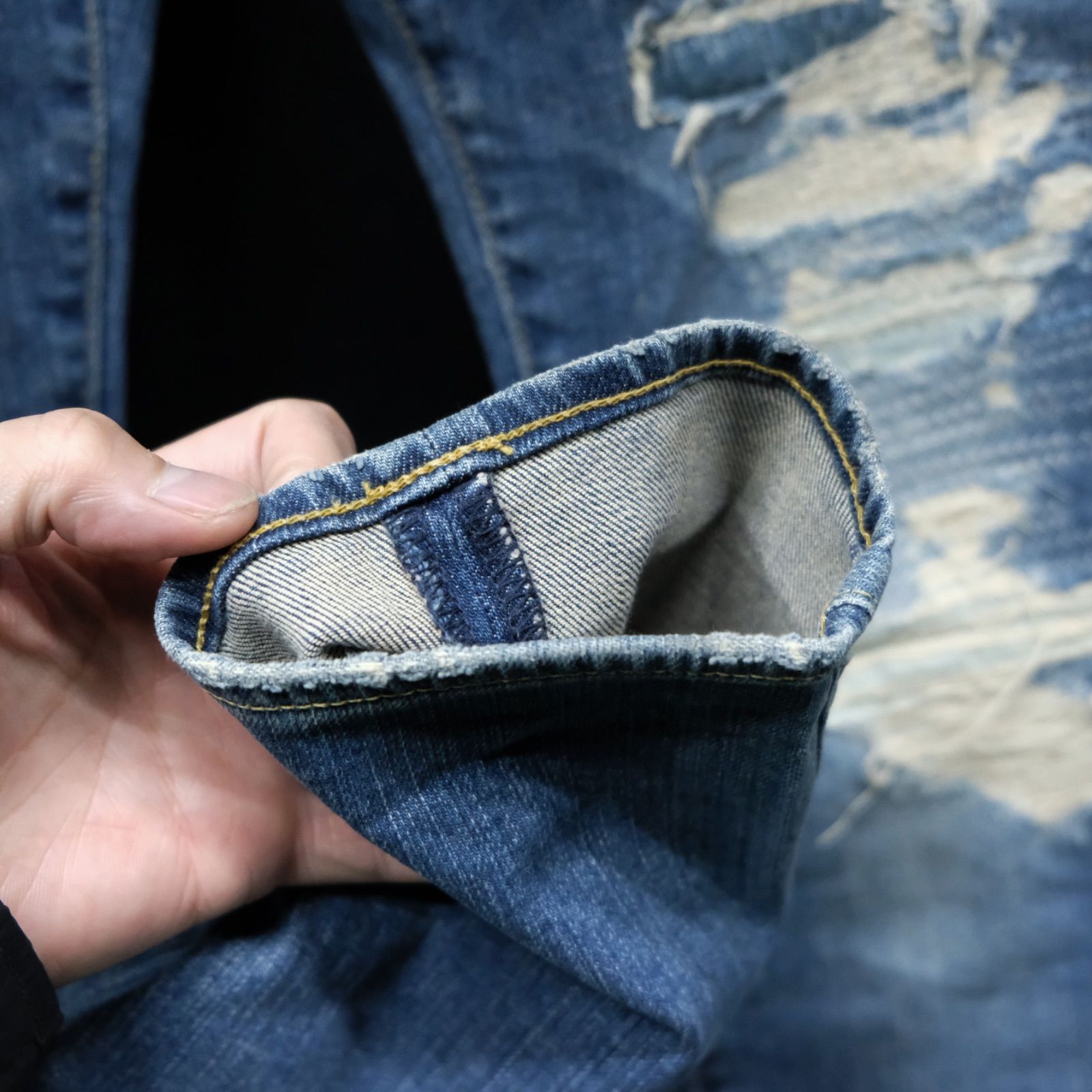 HYSTERIC GLAMOUR ストレッチ スタッズデニム クラッシュ