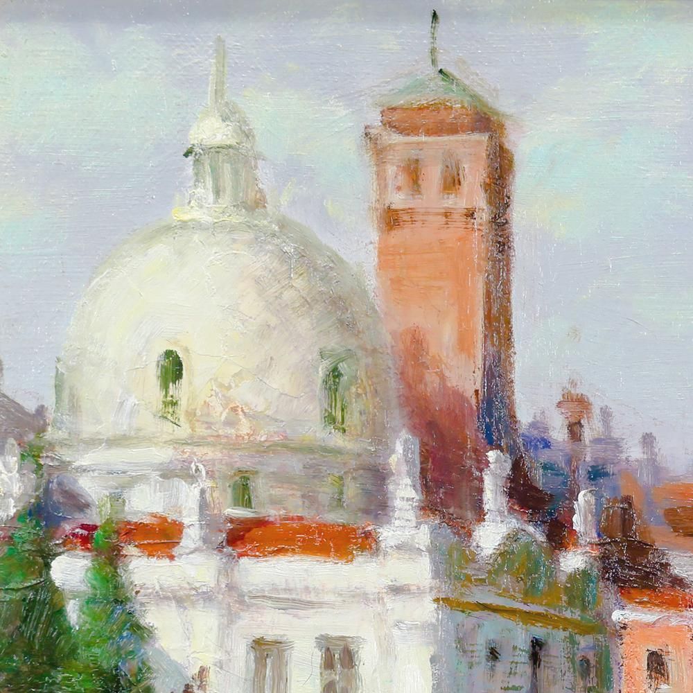 真作】【WISH】佐藤義光「ヴェネツィア風景」油彩 3号 証明