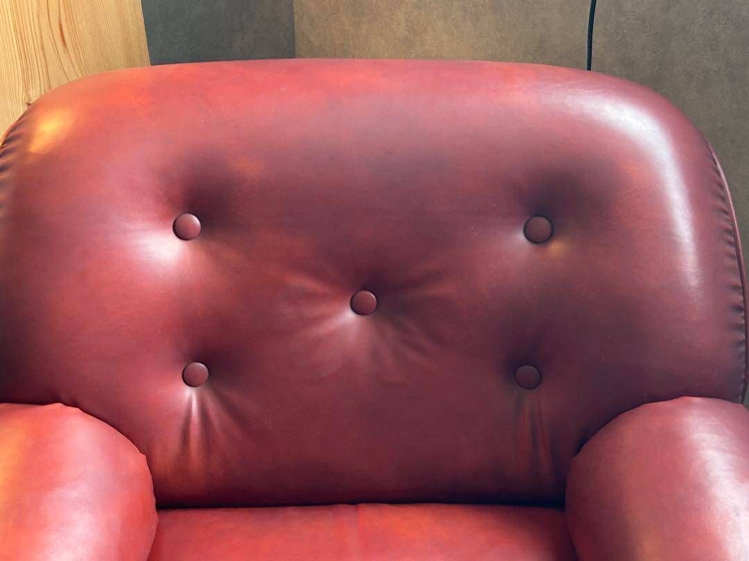 ①カリモク　karimoku オールドカリモク　レッド　レザー　アームソファ カリモク karimoku オールドカリモク レッド レザー アームソファ