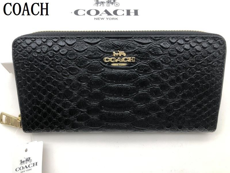 コーチ 長財布 COACH 財布 ブラック シグネチャー アコーディオンラウンドジップウォレット メンズ 財布 贈り物 180C 新品F53659 未使用  E20