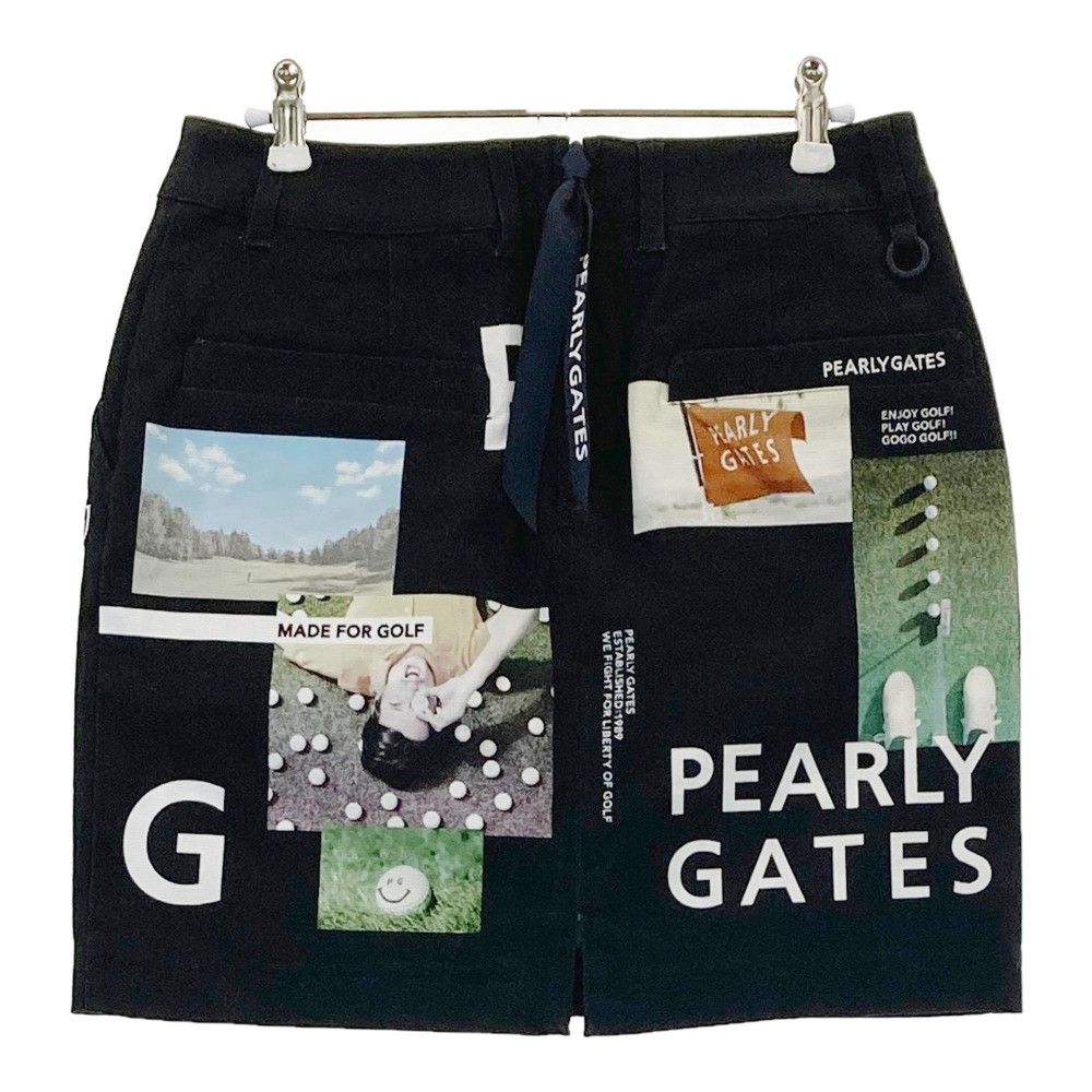 サイズ：1 PEARLY GATES パーリーゲイツ  ストレッチ スカート コラージュ柄 ブラック系 [240101365436] ゴルフウェア レディース ストスト サイズ：1 PEARLY GATES パーリーゲイツ ストレッチ スカート