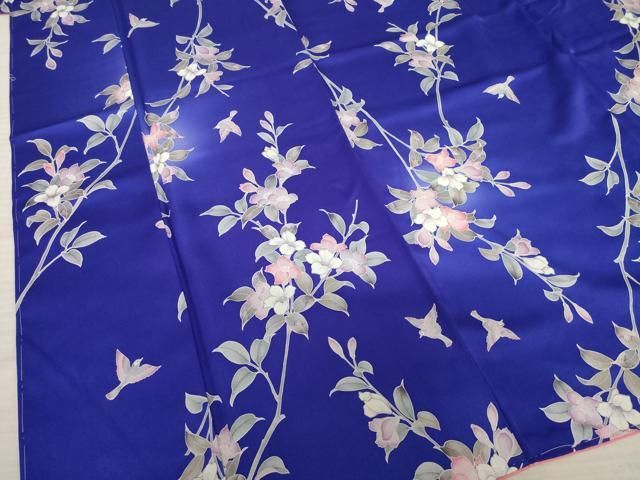 平和屋着物▽上質な小紋 枝垂れ花鳥文 暈し染め 高島屋扱い 正絹