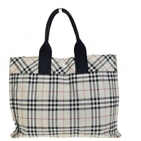 【中古】 バーバリーブルーレーベル BURBERRY BLUE LABEL トートバッグ ハンド ノバチェック ベージュ ブラック ナイロン 08HE631