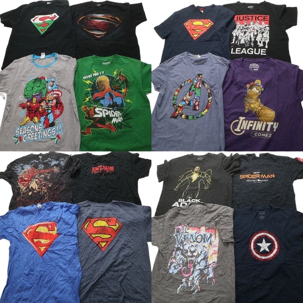 古着卸 まとめ売り マーベル DCコミック 半袖Tシャツ 16枚セット