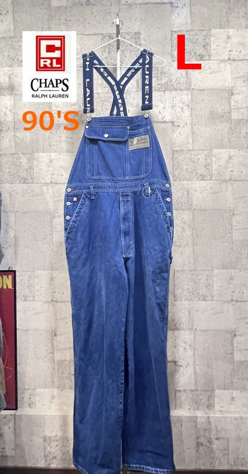 90'S チャップスラルフローレン デニム オーバーオール L メンズ CHAPS