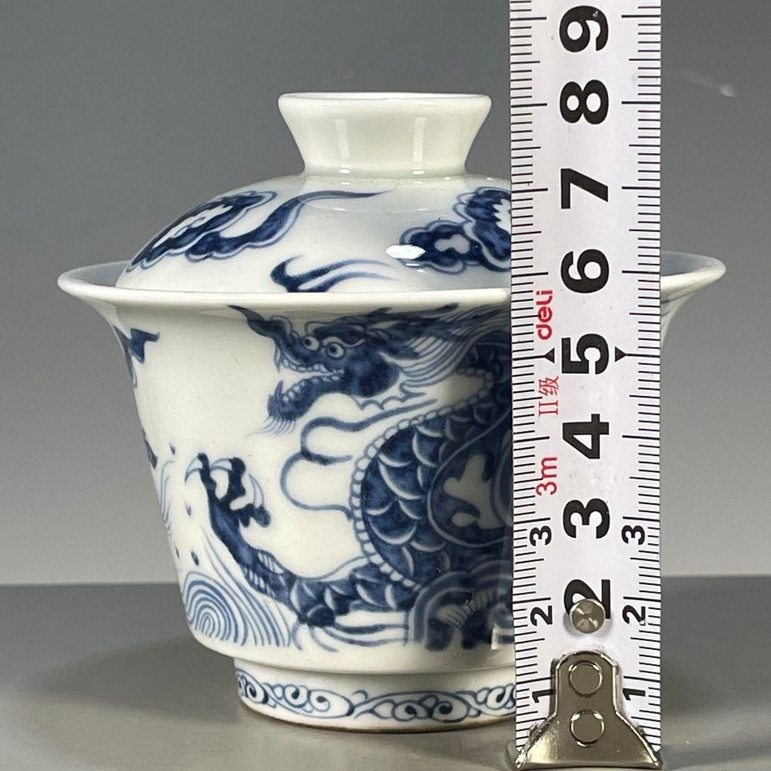 青花竜紋蓋碗 湯呑 茶器 装飾品 工芸品 美術品 置物 - メルカリ