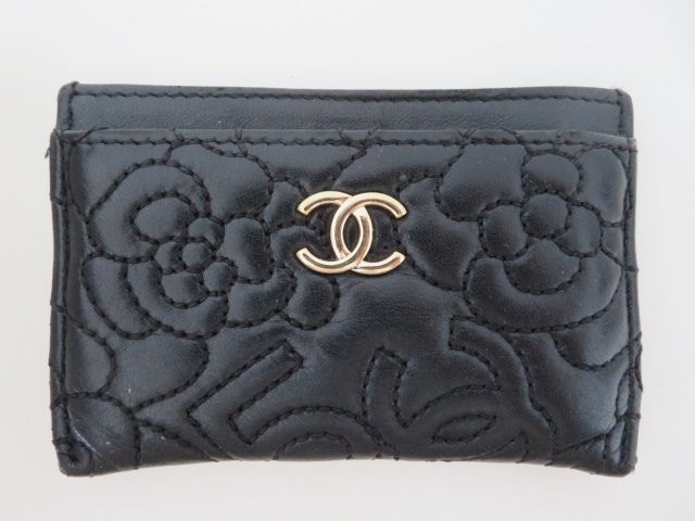 M04 CHANEL シャネル カメリア/ココマーク レザー カードケース 名刺入れ ブラック 26番台