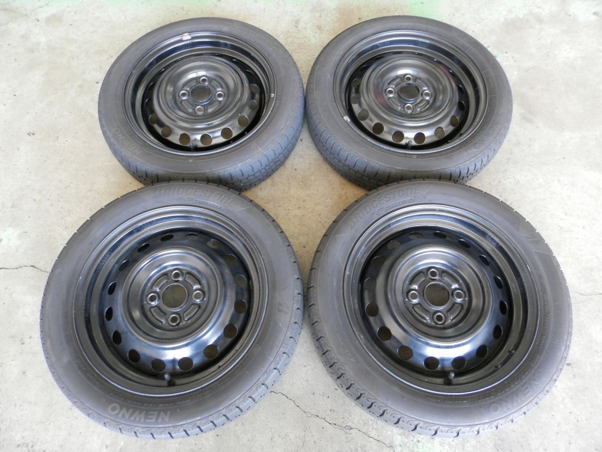 三菱 HA1W アイ 15インチ スチールホイール付ラジアルタイヤ 4本SET 前後サイズ違い 145 65R15 175 55R15 製