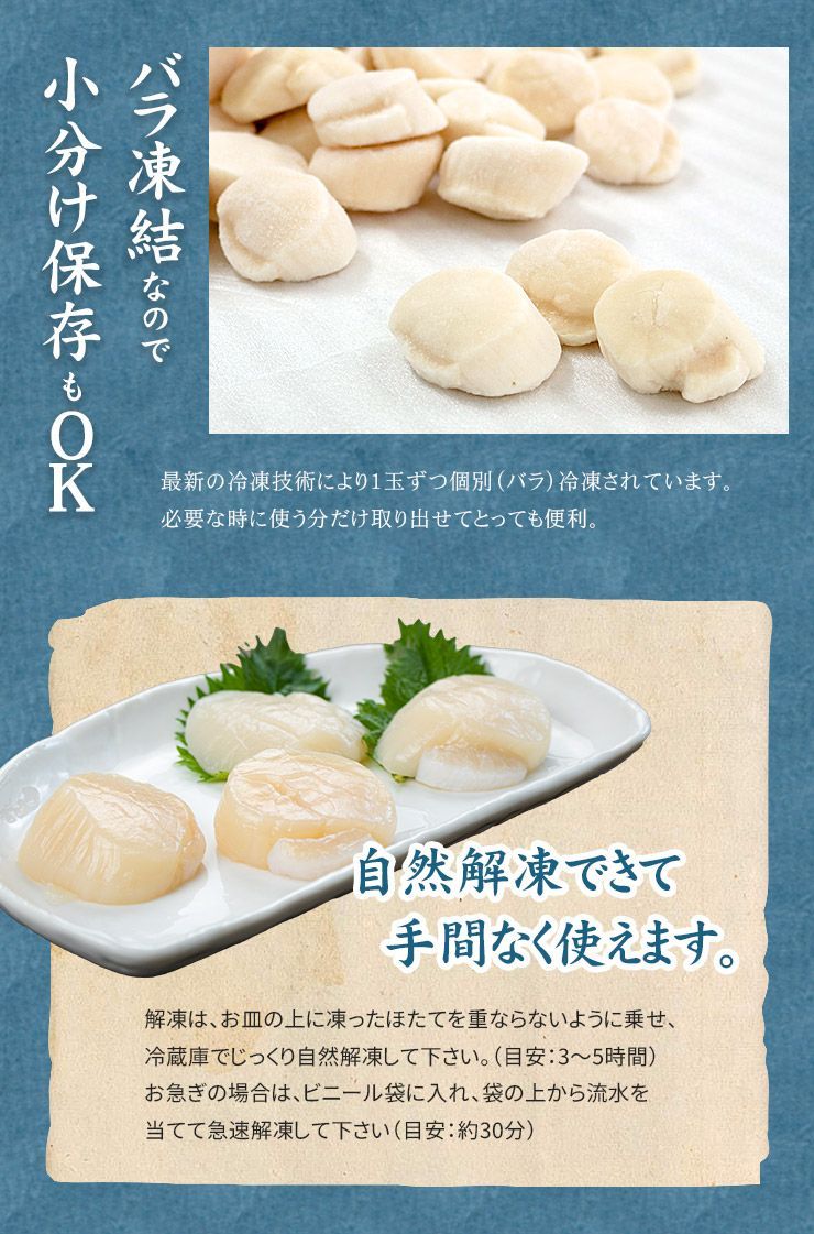 フライ等に大活躍 特大ホタテ1kg