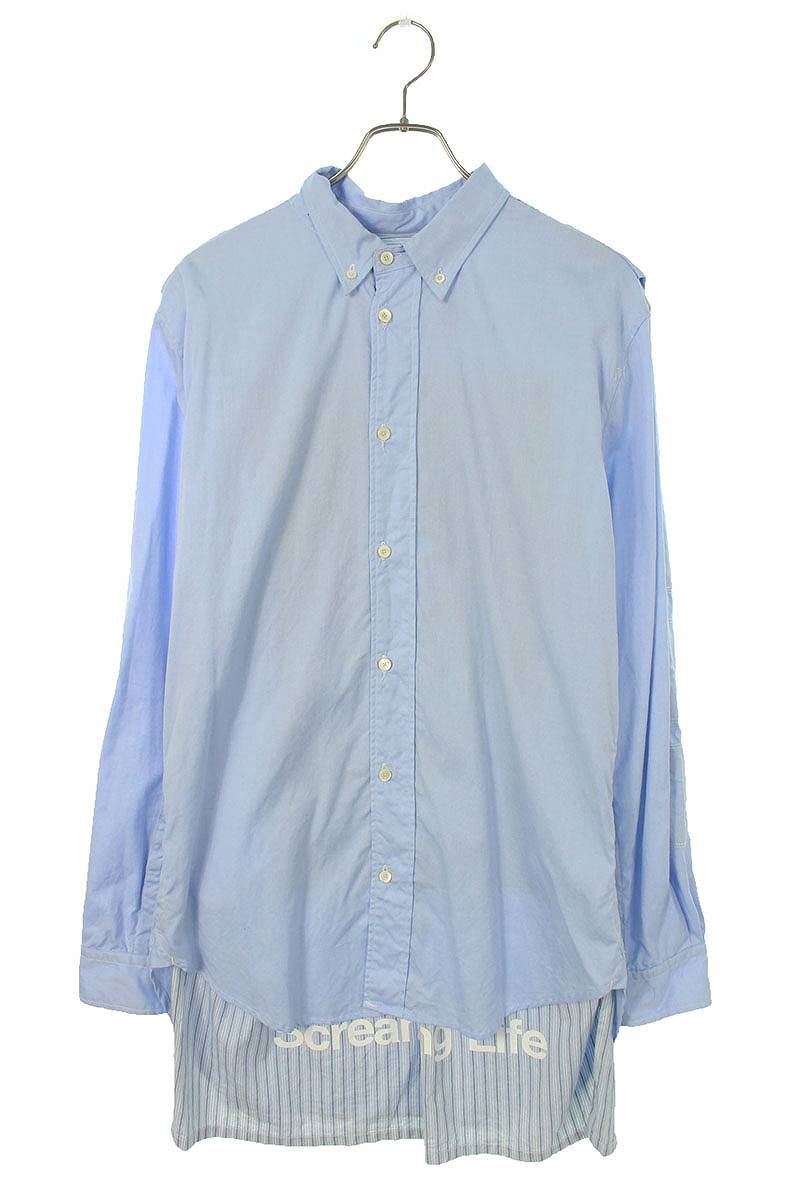 タカヒロミヤシタザソロイスト 19SS sj.0011aSS19 サイズ:46 切替ストライプフォトプリント長袖シャツ 中古 BS99