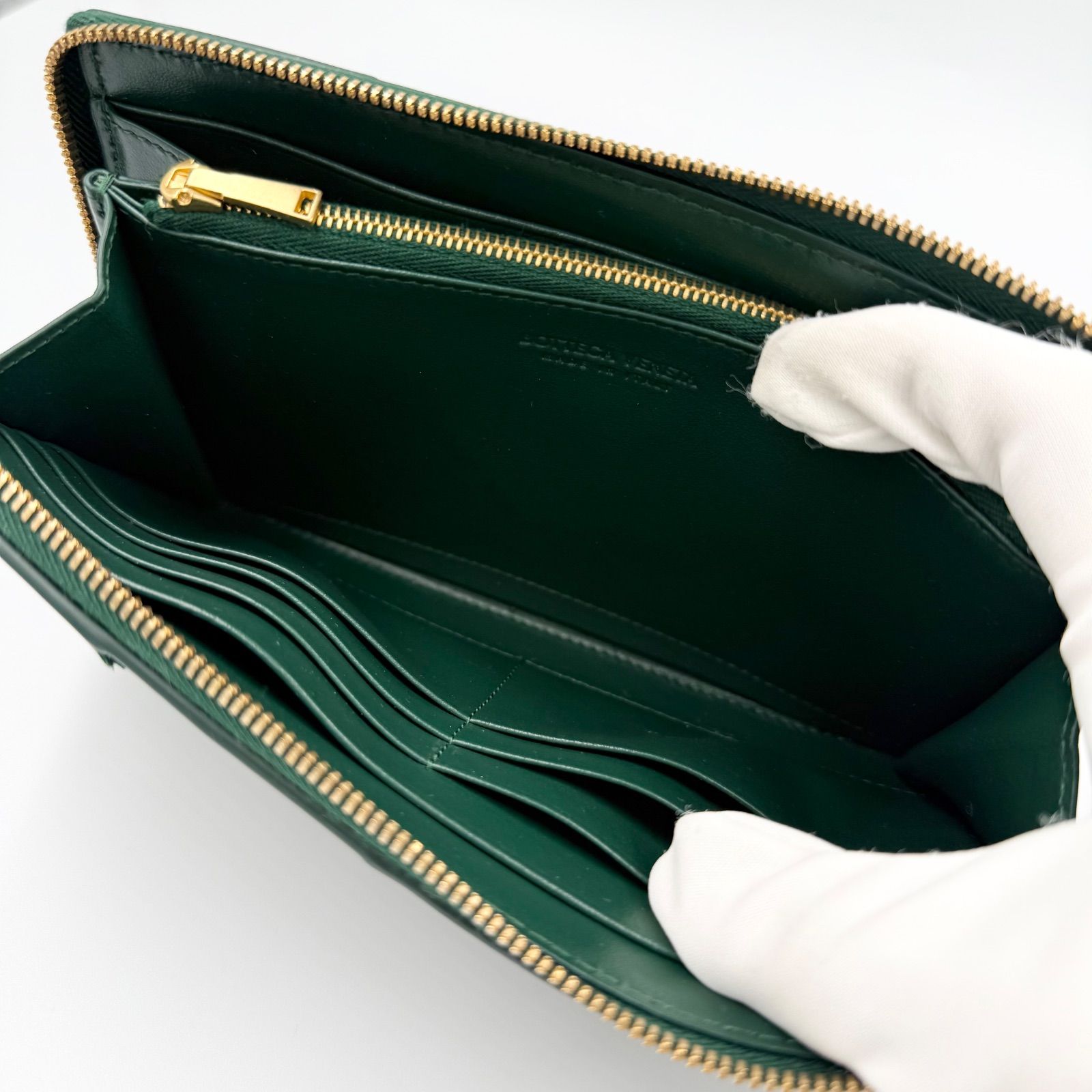 ボッテガヴェネタ ラウンドファスナー 財布 長財布 グリーン メンズ