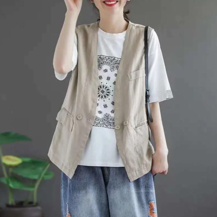 ベスト レディース 春夏 リネン ジレ  おしゃれ 夏 薄手 前開き トップス ゆったり  麻 大きいサイズ サマージャケット ノースリーブ 羽織り  カジュアル 体型カ 楽天市場】ベスト レディース 春夏 リネン ジレ おしゃれ 夏