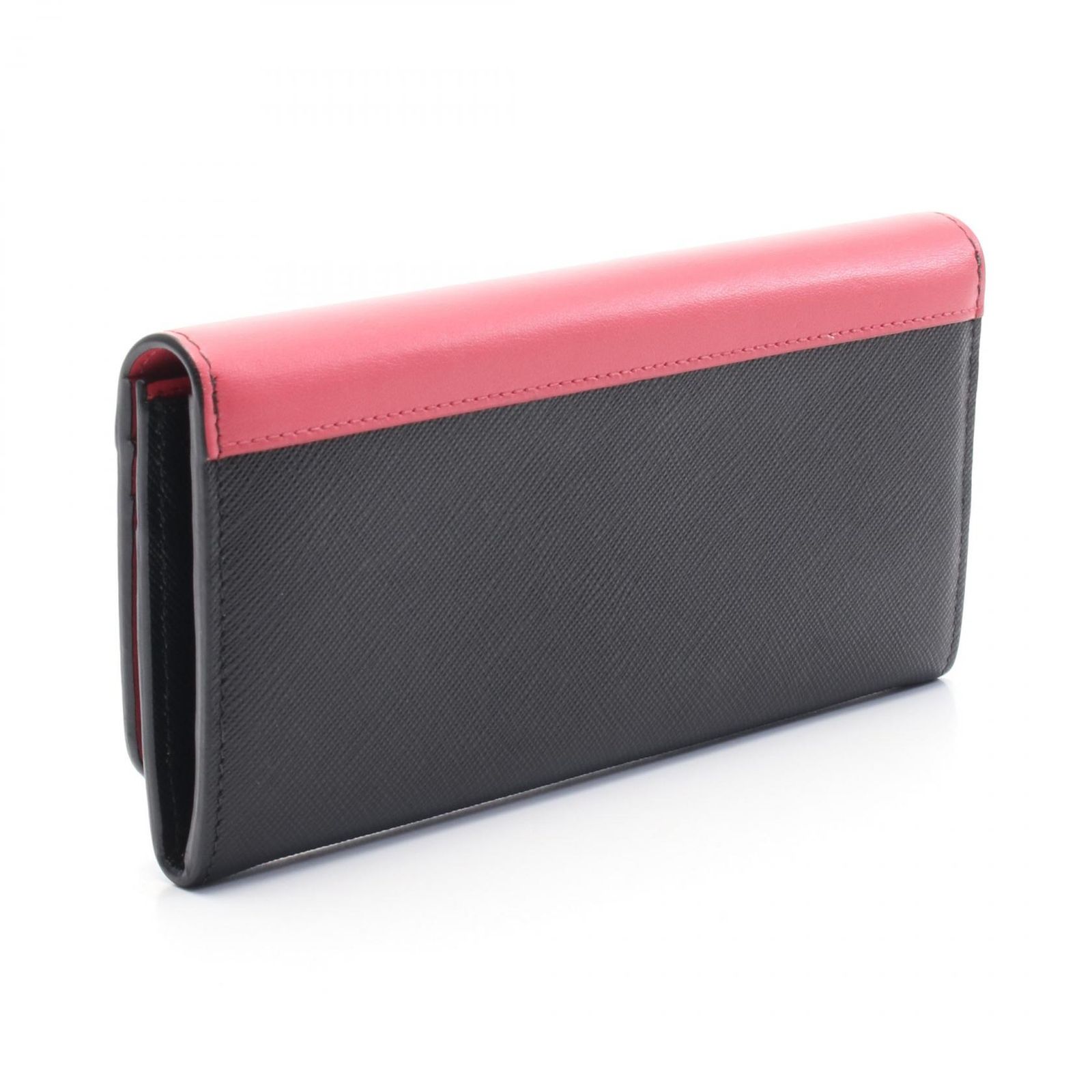 プラダ PRADA 二つ折り長財布 ブラック/ピンク レザー ZIP長財布