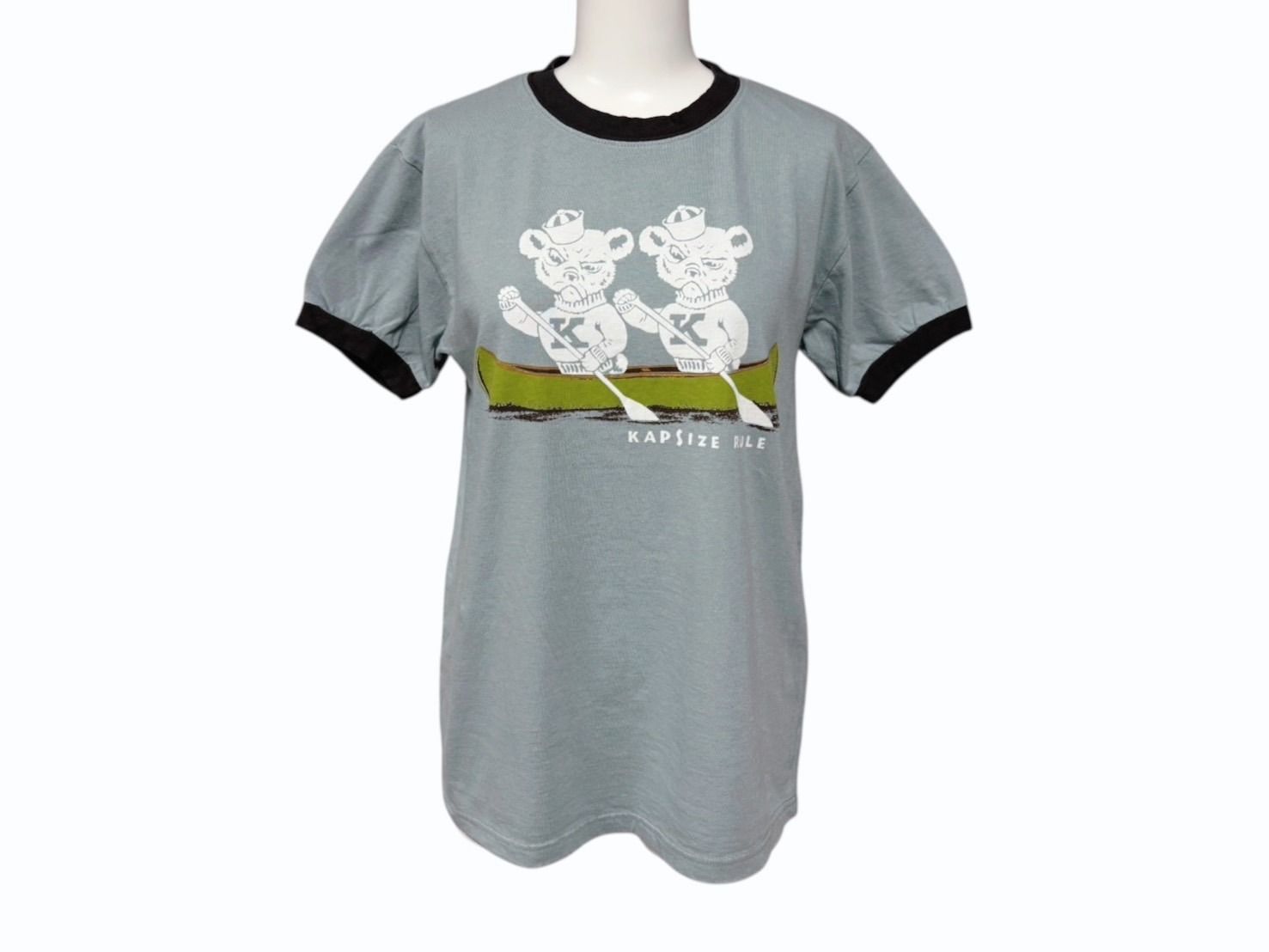 新品未使用 KAPITAL キャピタル 20/-天竺 リンガーT(K'BEARpt) Tシャツ K2502SC017 ブラック ブルー サイズ1 中古 4b007551 新品未使用 KAPITAL キャピタル 20/-天竺 リンガーT(K'BEARpt) Tシャツ