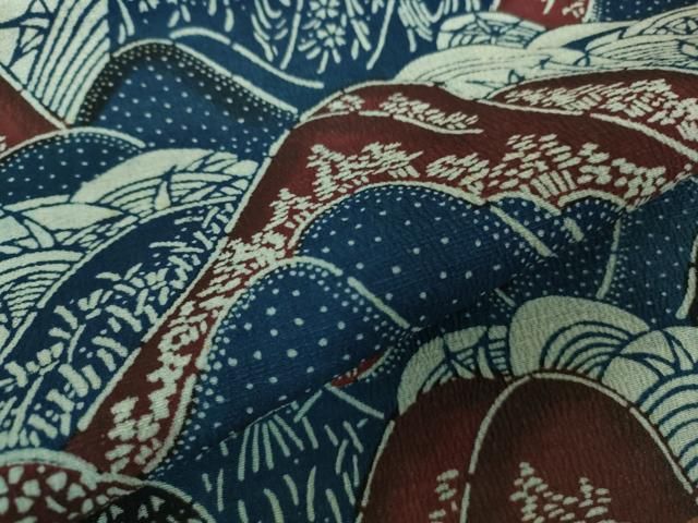 平和屋本店□極上 浦野理一 型染 つけ帯 重ね山 逸品 DZAA8276kh5