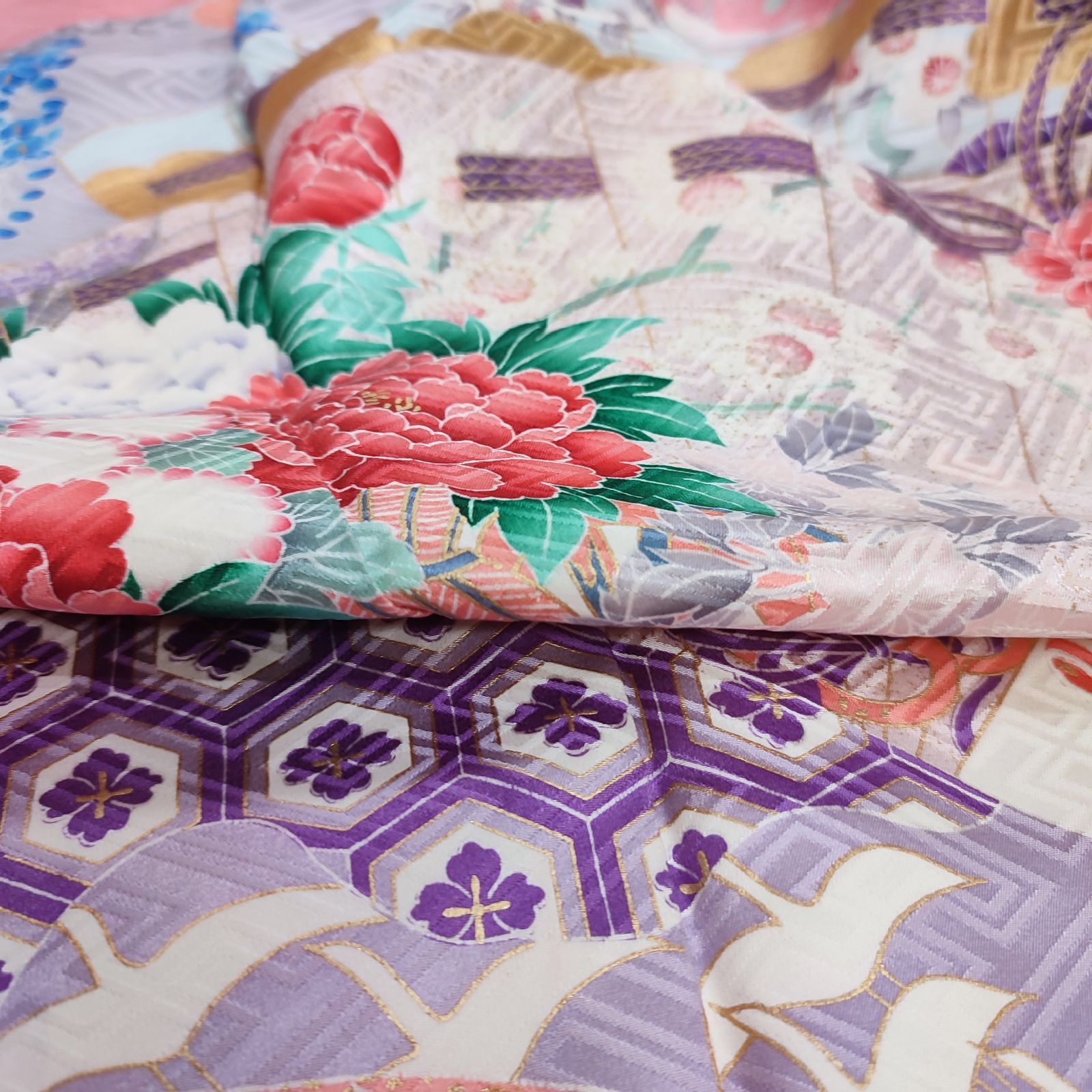 振袖 正絹 ピンク 綸子 【k0013】 - メルカリ