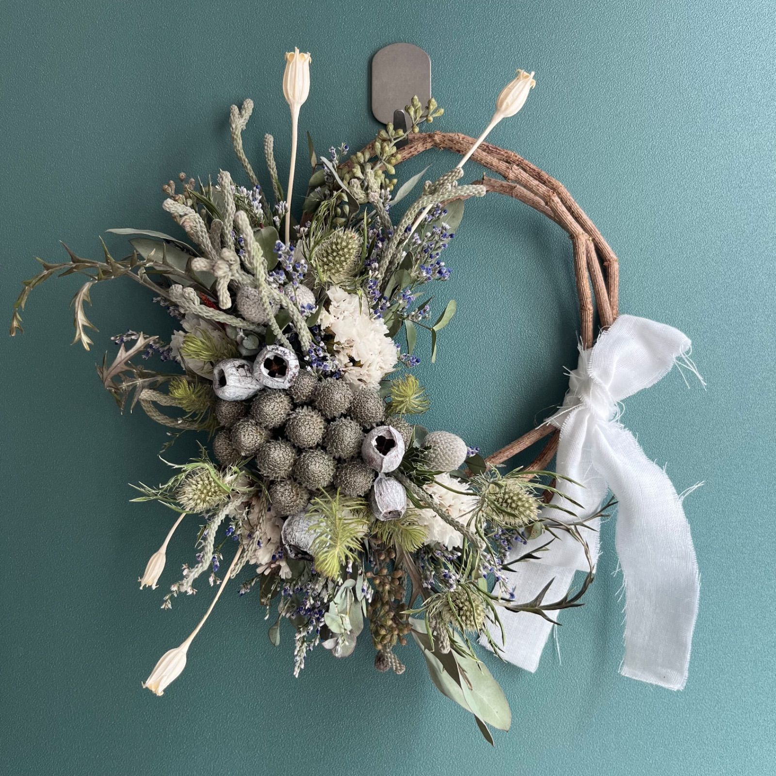 ドライフラワー　リース　グリーンリース　ユーカリとエリンジューム ドライフラワー リース グリーンリース ユーカリとエリンジューム