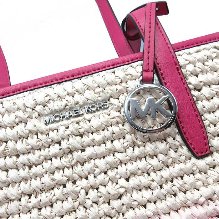 MICHAEL KORS ストロー トートバッグ MICHAEL KORS トートバッグ JORDI ハンドクロシェ ストロー