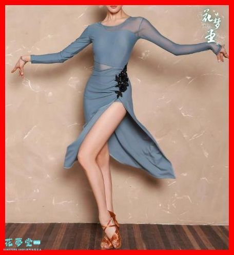 25年新作 新品未使用 社交ダンス衣装 ラテンワンピースドレス メッシュ