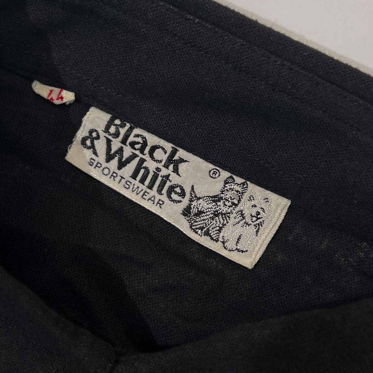 イタリア製 BLACK&WHITE ブラック＆ホワイト 長袖シャツ 44/ブラック