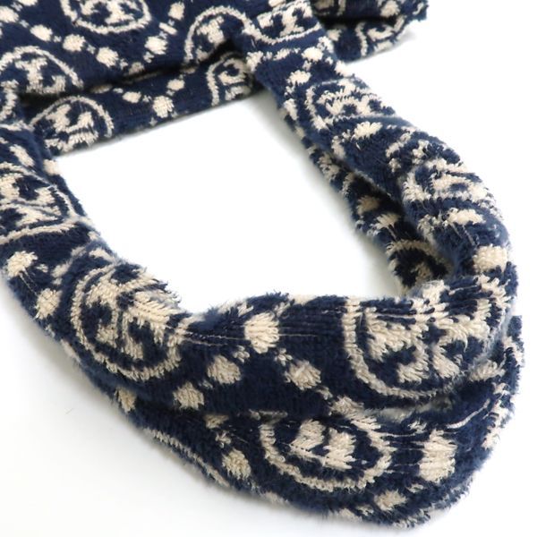 TORY BURCH タオル地 トートバッグ ネイビー 紺 コットン 美品