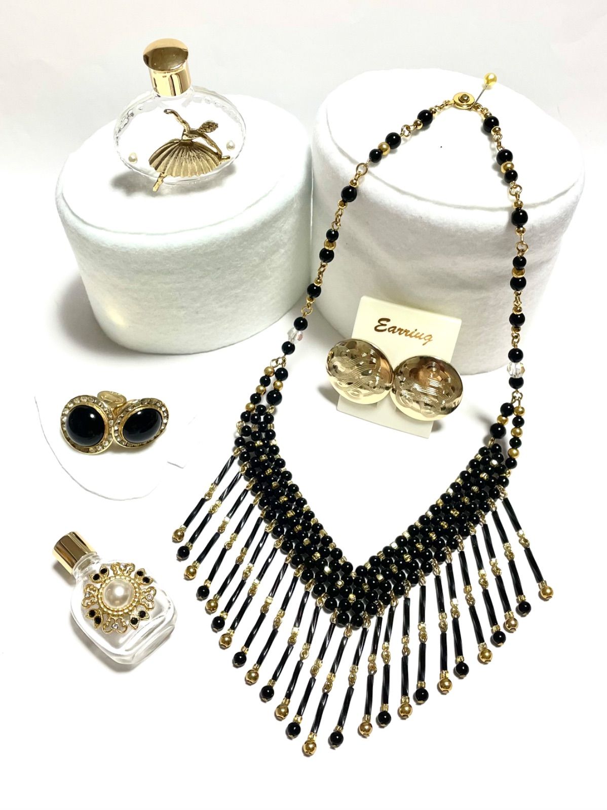 ハンドメイドネックレス 猫とお花 ねこ フラワー アンティーク調 No111