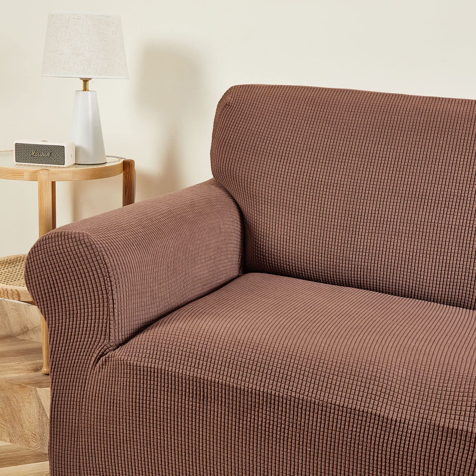 人気商品】肘付き 無地 北欧風 2人掛け ストレッチ フィットタイプ