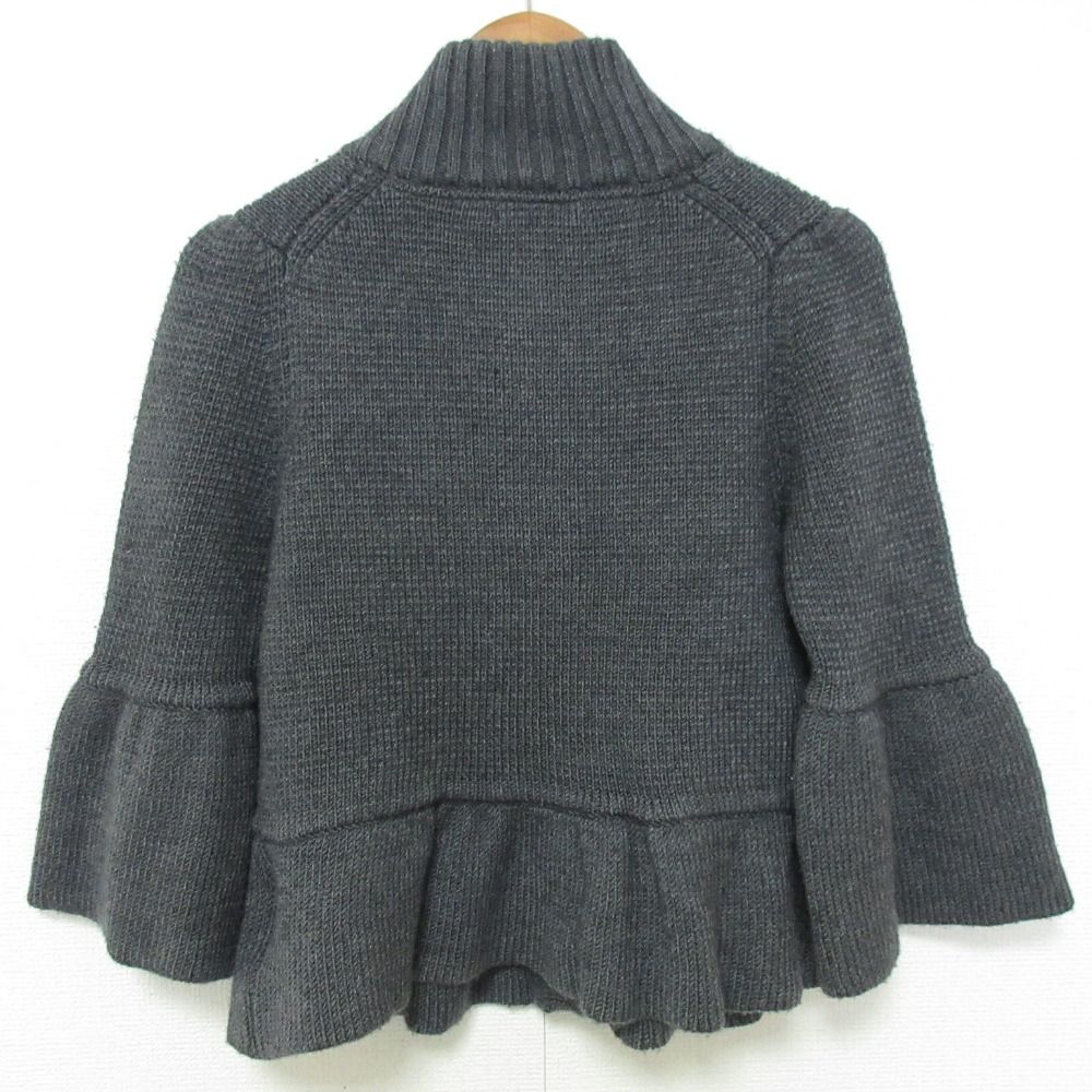 BURBERRY BLUE LABEL - 美品 BURBERRY BLUE LABEL バーバリーブルーレーベル フレアスリーブ ペプラム ニットジャケット カーディガン 38 グレー レディース 古着 中古 USED Burberry Blue Label(バーバリーブルーレーベル) 長袖セーター