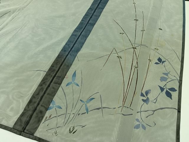 平和屋着物▽訪問着 無双 紗袷 紗×紗 草花文 金彩 正絹 逸品  